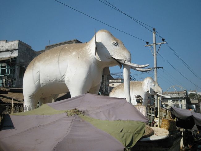 ゼージョーマーケット横の<br />路上マーケットにあった象の像。