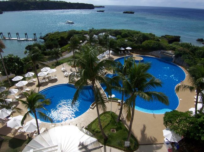 真下にはプールが。<br /><br />やしの木があって常夏気分味わえます。