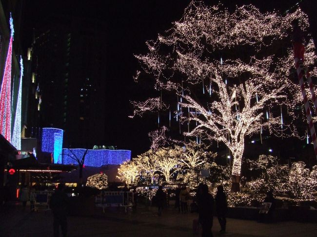ホテルロッテは綺麗にイルミネーションされてた。