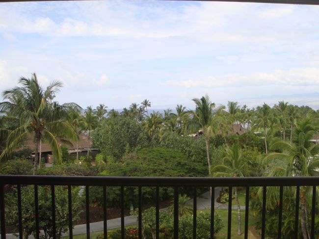 <br />ラナイから見える景色。<br />正面は、ホテル所有のお庭（半分森みたい）と、うっすら海。<br /><br />右に向くと海が見えました！<br />