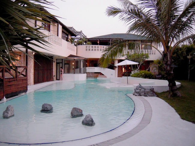 【ナチュラルリゾートパナシア】<br />こじんまりとしているけれど、とても快適なプール＆ジャグジー<br /><br />夕方なので、写真は暗いですが貸しきり状態。<br />小さいドライサウナとミストサウナ、寝そべってブクブクなるジャグジー(ココは水）と、お湯のジャグジーもありました。<br />夜、星を見ながら浮かんでみたんですが、なかなか良いです。