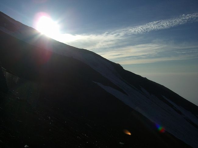 御来光館は山頂に最も近い山小屋で、標高３，４５０ｍです。<br /><br />夕食までは元気だったのですが、寝る頃になって高山病が襲ってきました。<br />頭がガンガンして、吐き気がして、しかも混んでいて布団１枚に大人２人という狭さで他人と背中をぴったりくっつけながら寝なければなりませんでした。