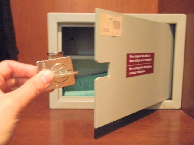 ホテルムンディアルのセーフティボックスは、お金を払って鍵穴ごと鍵をもらってはめ込む様式になっている。