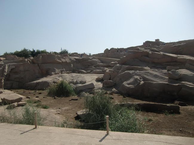 イシス神殿観光の後、日程を一部変更してアスワンの街の南にある「切りかけのオベリスク」（写真）を見に行く。ギラギラの太陽が容赦なく照りつけ、自然に汗が出てくる。