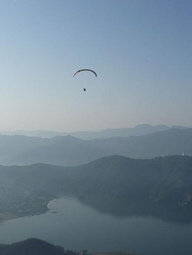 湖とパラグライダー。
