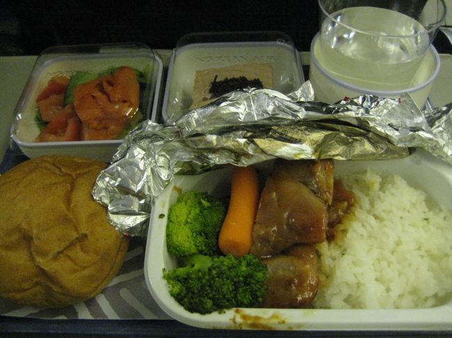 機内食5<br />牛肉のあとは鶏肉…。<br />最強に油っぽくなりダウン。