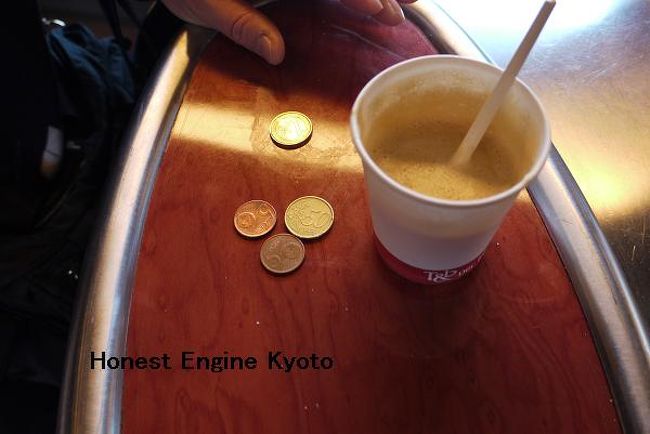 カップチーノ１．７ユーロ（？）。