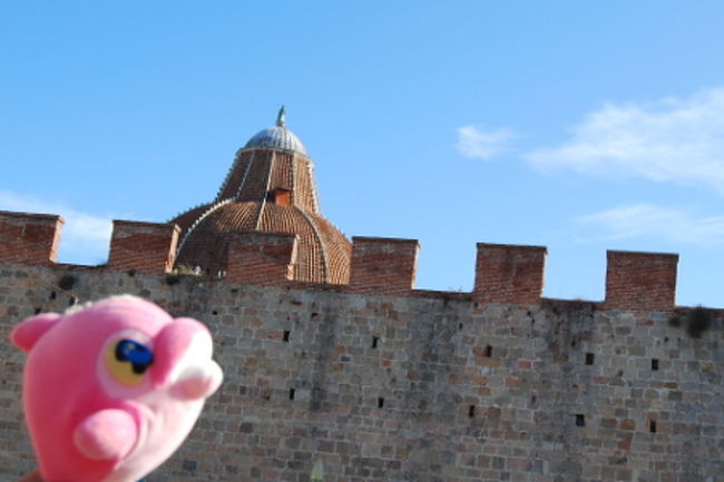 バスを降りるとまず、ピサの洗礼堂の屋根が見えました。