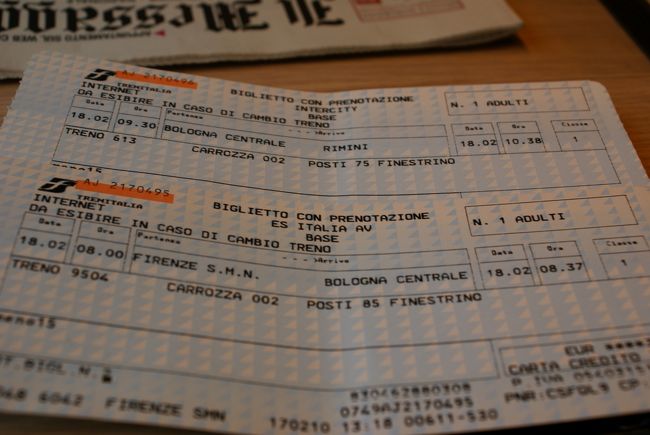 出てきたのがこちら(*・・）σ<br /><br />ちなみに、フィレンツェからリミニの往復で、１万円位です（１等）。<br />早めの予約で少し安いはずなんだけど、やっぱり高め・・・