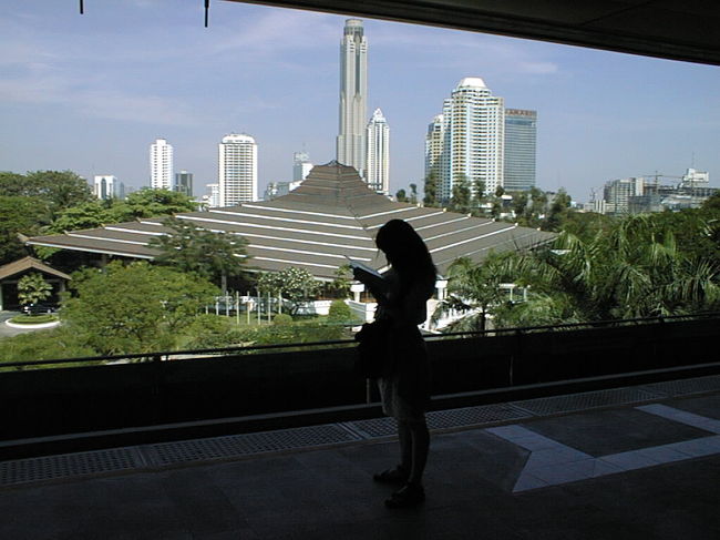 今は無きインターコンチネンタルホテルの大屋根。<br />BTSのSIAMの駅のプラットフォームから撮りました。<br />すごいカッコいい建物でした。<br /><br />現在、この場所には<br />「サイアム・パラゴン」が建っています。