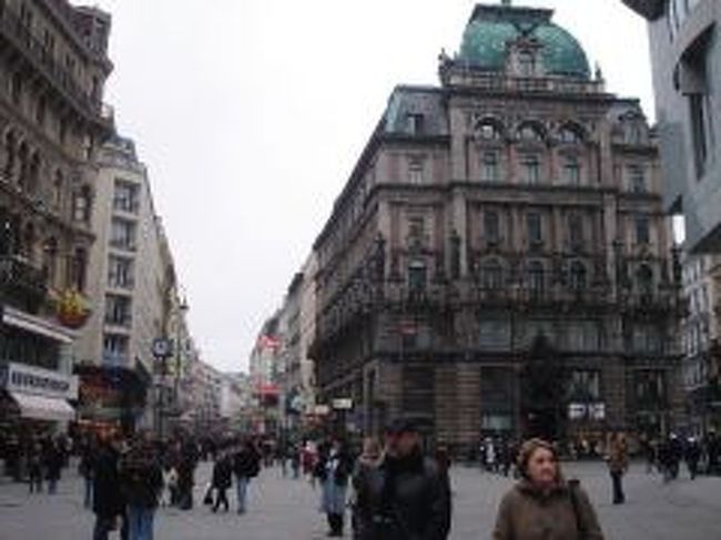 空港から市内行きのバスに乗り20分弱。<br />ドナウ川沿いのシュヴェーデンプラッツ駅に到着。<br />ここからホテルまで徒歩5分・・のはずが、迷子になって30分もかかった。。<br />でも、少しだけ街並みを楽しめて良かったかな。<br /><br />写真はウィーンのメインストリート。<br /><br />