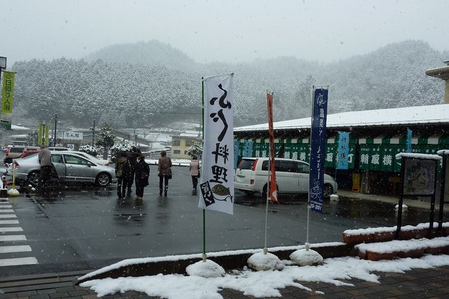 お店の前の風景です。<br /><br />大寒の時期は昨日で終わったものの、その翌日のきょうになって雪となりました。<br /><br />２月も初めのうちですからこの地方での雪は当然ですけど、火鉢を囲んだあの頃ををも想い起こしてしまうのは、私という人間が古すぎると言うことでしょうか？