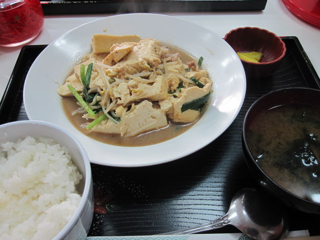 私はとうふチャンプルー。450円と、安い！<br />みそ味でボリューム満点でした。<br />