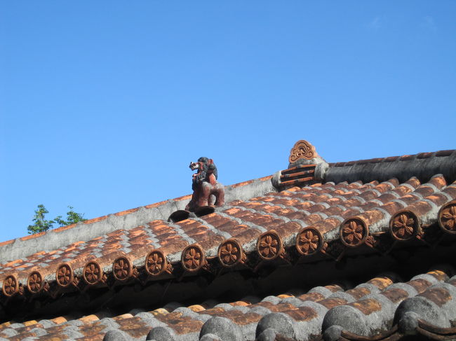屋根には色々な形のシーサーがいます。