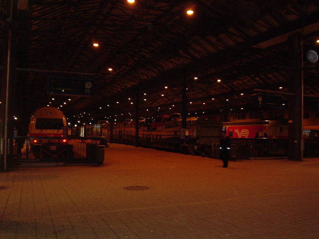 『夜のヘルシンキ中央駅構内』頭の中を"世界の車窓から"の音楽が自然と流れてきます。<br />明日はいよいよ日本へ帰ります。