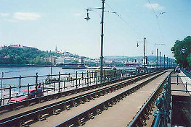 ドナウ川に沿って走る<br />路面電車の線路