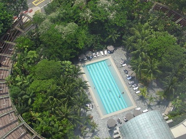 部屋から見たプールはこんな感じ。。<br /><br />部屋でシャワーを浴び、14時になったのでチェックアウトして空港に向かい帰路につきます。<br /><br />結構リゾート気分で、シンガポールを堪能できました。<br /><br />
