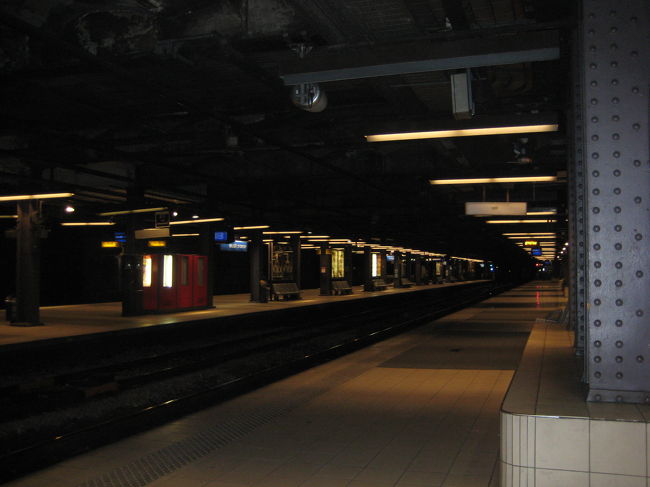 ホームにはほとんど人がいない上に、かなり暗く、<br />ちょっと怖かったです。<br /><br />電光掲示板の到着案内や、<br />入ってくる列車の行き先表示をしっかり見ていないと<br />乗り損なってしまいそうで、緊張しました。<br /><br />観光客が多そうな車両を見つけて無事乗車。<br />ほっとしました〜☆