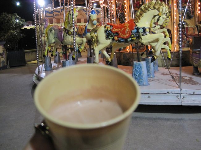 ピント合ってないけど<br />売店で買ったホットチョコレート２ユーロ