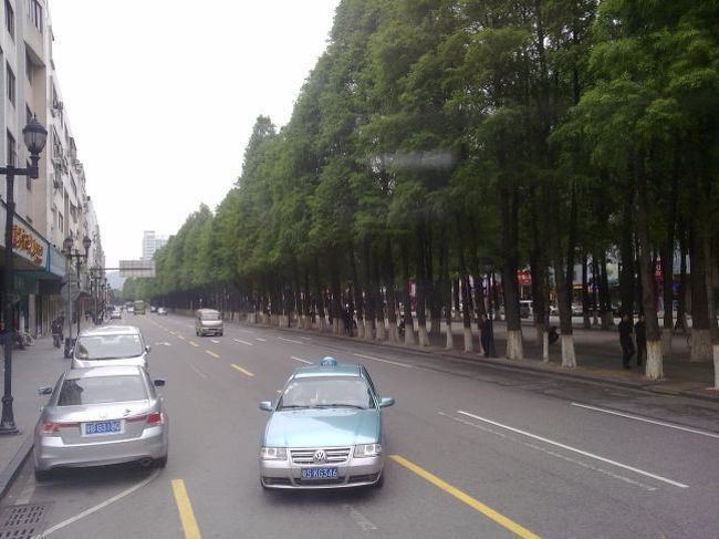 東莞のメインストリート（？）中央分離帯は並木になっているし、これが片側車線。道がどエラく広い。