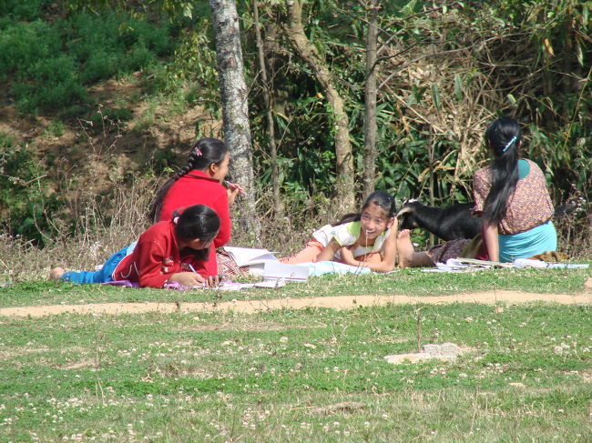 空き地では女の子達が試験勉強をしている、もうすぐ年度末試験がある。