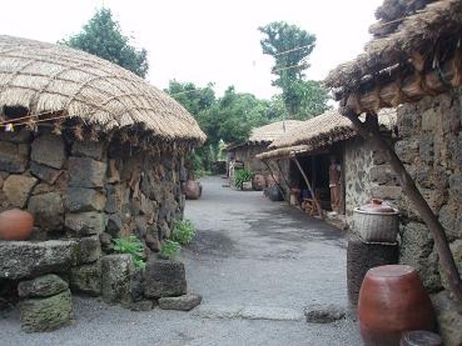 続いて、城邑民俗村（ソンウプミンゾクチョン）<br /><br />茅葺きの屋根が特徴で、現在でも住んでる方がいました。<br />