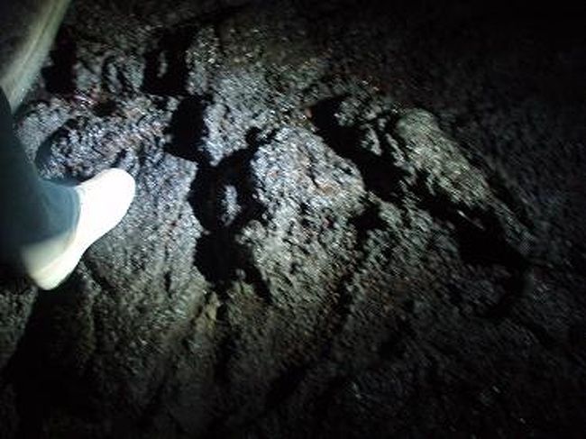 洞窟の中は、足元がゴツゴツしていて、かなり歩きづらかったです。<br />