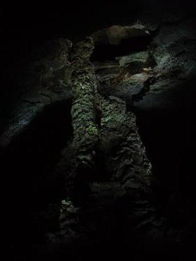 一番奥に鎔巌柱があります。<br />溶岩の彫刻を形成した後、2次溶岩が天井の隙間から流れ落ちる間固まって溶岩柱になったそう。<br />
