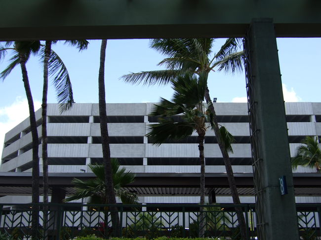 ホノルル空港到着！！<br />早速日焼け止めを塗ります。。<br />暑い…暑いです！！！<br /><br />ホテルへ同じツアーの方達と向かいます。<br />空港からワイキキまで約30分くらい。<br />バスの中でビデオを見ます。<br /><br />1時チェックインでしたが12時半くらいにチェックインできました。