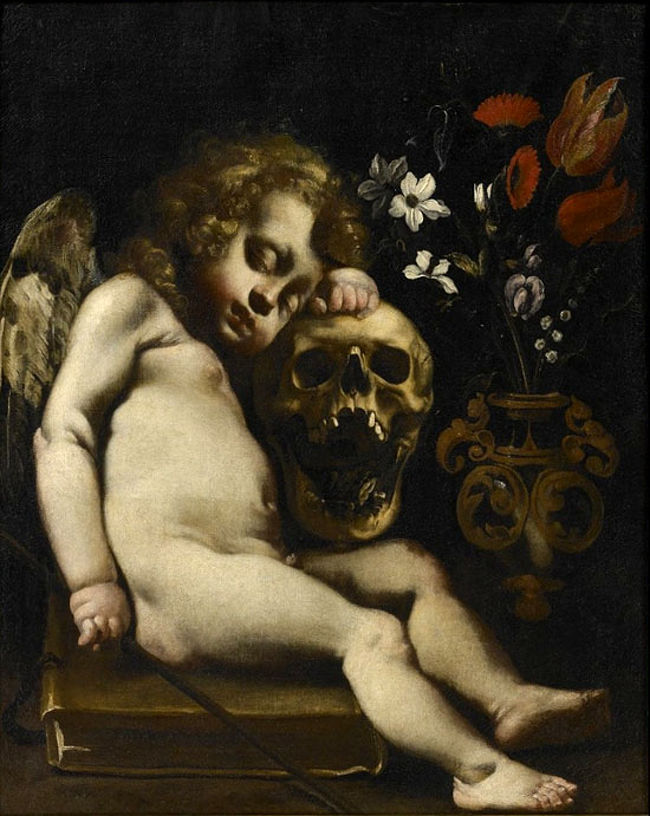 17世紀のイタリアの画家、ジェノヴェジノの作品。幼い天使にも死の影が・・
