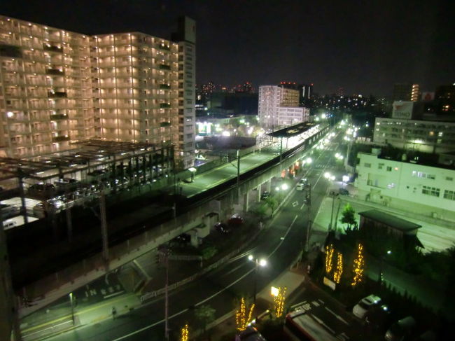 宿泊先のホテルからの夜景。<br /><br />1泊3,000円の普通〜のビジネスホテルでしたが、疲れきった身体には嬉しすぎる大浴場つき。<br />食前食後・朝の3回入浴し完全復活で翌日を迎える。