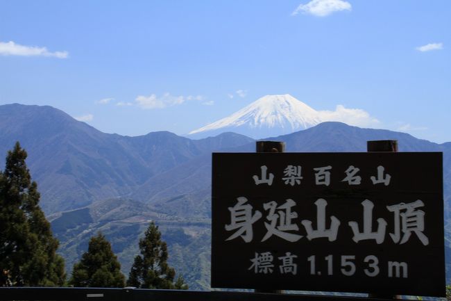 ロープーウェイ（1250円/往復）で奥の院のある山頂に来ました。<br />遠く、富士山の山頂がのぞいています。<br /><br />後で気づいたのですが近くの道の駅には250円引きのクーポンの付いたパンフレットがありました。