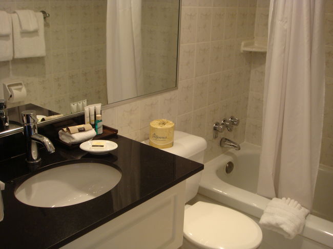 洗面所とお風呂。<br />ユニットタイプで狭いです。<br />シャワーが固定式なので扱いにくい…。<br />でも、慣れてしまえばなんてことありません。<br /><br />あと、長旅に必須のコインラインドリーは５階にあります。<br />共有で、一台しかないので、<br />他の人が回していると使えません。<br />２ドルで１回まわせます。たしか１回30分くらいです。<br /><br />洗剤は販売していますが<br />日本から小分けのものを持参したほうが安心です。<br /><br />乾燥機もありましたが、<br />部屋が異常なくらい乾燥しているので<br />洗濯物は部屋に干して保湿したほうがいいです！<br /><br /><br /><br />