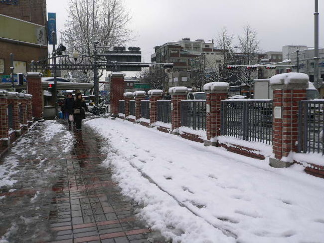 雪の降った後の東大門近く