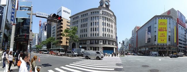 銀座の交差点。<br />スイングパノラマ。