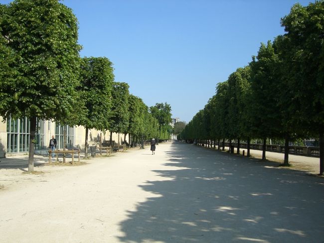 オーランジュ美術館へ、きれいな並木道になっていてセーヌ川沿いでもあります。ベンチで読書したり犬と遊んでいる人などいました。