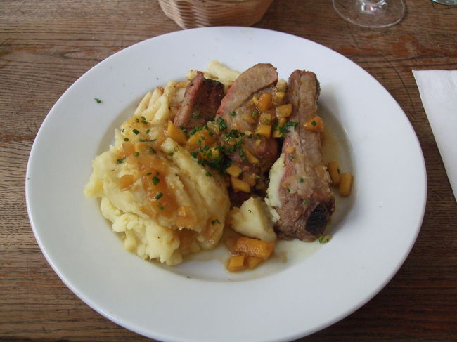 メニューもほとんど理解できなかったのですが、単語で推測して、メインは豚肉を選択しました。<br /><br />出てきた料理は、「スペアリブのマンゴソースかけ、マッシュポテト添え」でした。<br />ヨーロッパでは肉料理に甘いソースを使いますが、これが絶品でした。