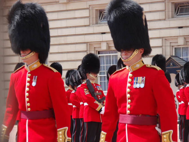 この写真は次の日に行ったバッキンガムの衛兵交代式です｡(ウインザー城では初めての衛兵交代｡みとれていました)<br /><br />軍楽隊はなんとスイートキャロラインを演奏してくれました｡あとで調べたらアメリカの曲でした｡<br /><br />ペットを若い隊員が吹いている｡私はついに一軍には上がれなかったのに彼は軽く吹く｡才能の相違とは思いつつやはり苦い｡