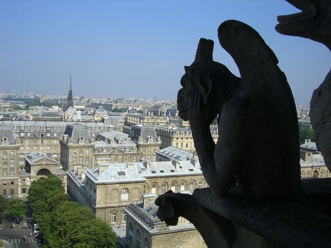 シメールがにらみを利かすところまで先ほどのスペー<br /><br />スから５分くらいかかります。<br /><br />ここからパリが一望できます。高すぎないから<br /><br />１つ１つの建物がはっきり見えます。