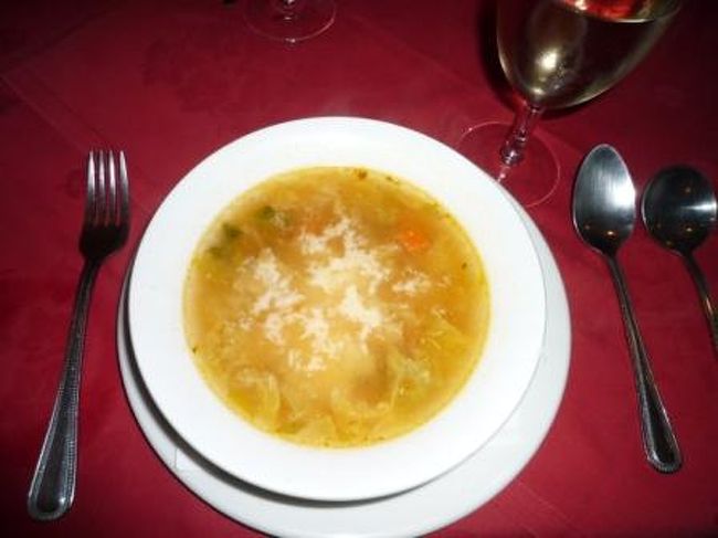 さぁーて、次なるミッションは、“本場のパブでビール”のはずが、、お目当てのパブは早々にＣｌｏｓｅ。<br />閉店が早すぎるよ・・・（涙）<br /><br />寒さと空腹で限界。。<br />仕方なく、ホテル近くのイタリアンで手を打つことに。<br />チーズたっぷりのミネストローネで生き返ったー！<br /><br />長ーい１日が終了。。<br />