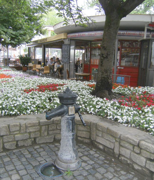 井戸ポンプ、水がちゃんと出ました。観光案内所付近