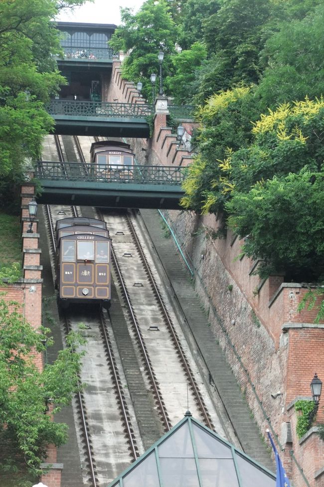 くさり橋を渡ったとこからこのケーブルカーで王宮へ行く。<br />でもめちゃ高い。840フォリント