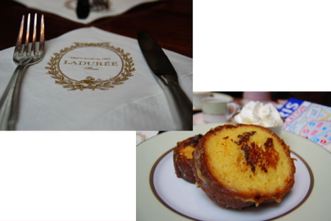 ラデュレでブランチ組のお目当ては、ラデュレの隠れ名物（？）フレンチトースト。<br />ラデュレといえばマカロンのイメージが強いので、隠れ名物ということにしてみました。<br />噂にたがわぬ美味しさだったそうです。