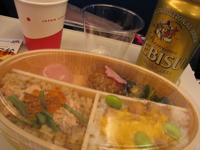 こちら機内食の空弁。<br />機内食って炭水化物率が多い。そばとお米とか<br />パンとお米とか。こちらはダブルご飯！<br />こんなに食べられないーといいつつ完食w<br /><br />お味噌汁は頼むともらえます。美味しいので忘れずに！<br />アルコールは無料でした。<br /><br />アシアナのコチュジャンが懐かしい。<br /><br />