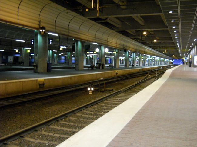 夜９時頃のストックホルム中央駅のホーム。