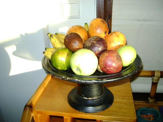 <br />　山盛りのフルーツもありました。<br /><br />　もちろんウエルカムフルーツとは別に。<br /><br />　パッションがおいしい〜〜。<br /><br /><br />　口が寂しくなったら食べてましたね。