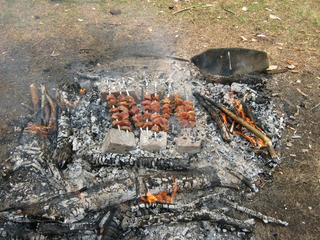 ふら〜っときて、<br /><br />ふら〜っと肉焼いてくって、<br /><br />サラダにウォッカとビールで乾杯。