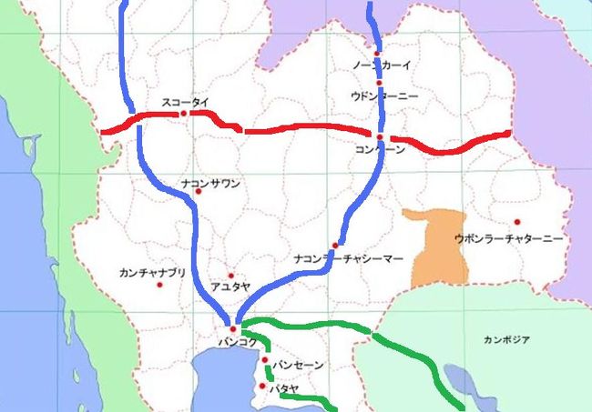 将来の貿易・経済を活発化させるであろう<br /><br />メコン回廊からの恩恵もあまり無さそうだ。<br /><br />赤線：東西回廊<br />青線：南北回廊<br />緑線：第二東西回廊<br /><br />参照→　http://4travel.jp/traveler/thaibikegolf/album/10437404/