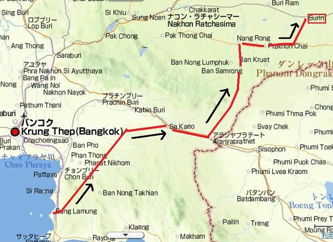 ＊＊　８月６日（金）　＊＊<br /><br />パタヤ　→　スリン　（５２０キロ）　９時間<br /><br />いつもの　３３１号、３０４号、３５９号<br /><br />３３号、３４８号、２４号、２１９号線で<br /><br />スリンの町へ