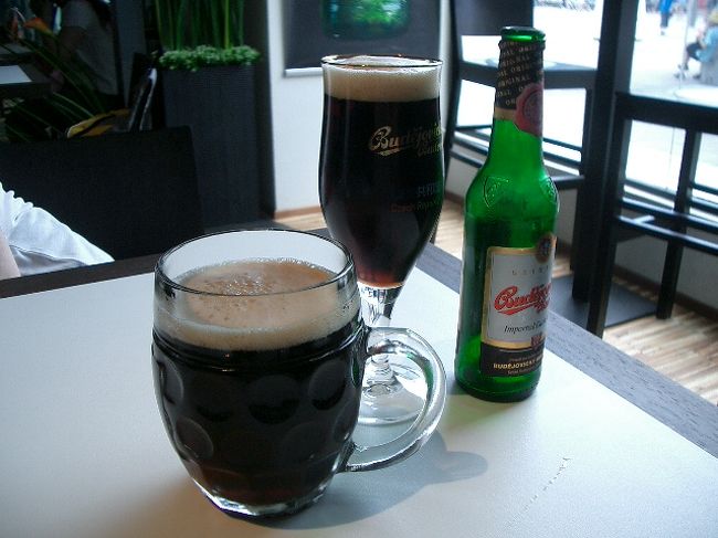 チェコ館のレストランで黒ビール<br />疲れてきたから休憩<br />ガソリン無しで車が走らないのと同じでビールを入れないと歩けません。